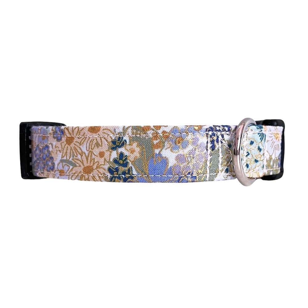 Blue Purple Sage Gold Metallic English Rose Dog Collar - Image 2