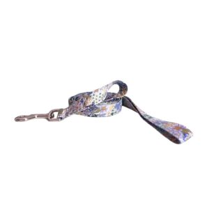 Blue Purple Sage Gold Metallic English Rose Dog Leash