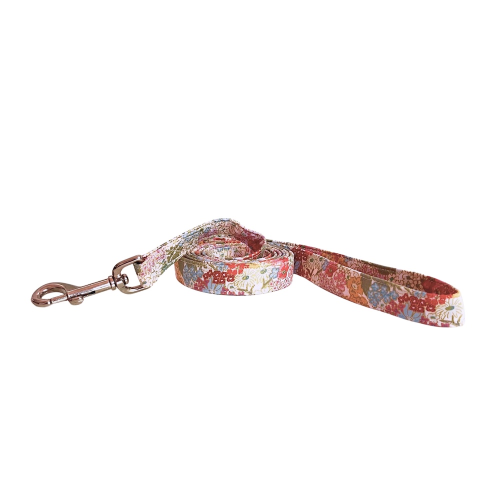 Cream Purple Orange Green Gold English Rose Dog Leash