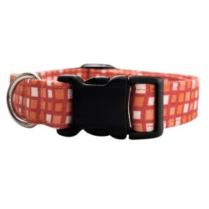Orange and White Modern Geometric Squares Dog Collar