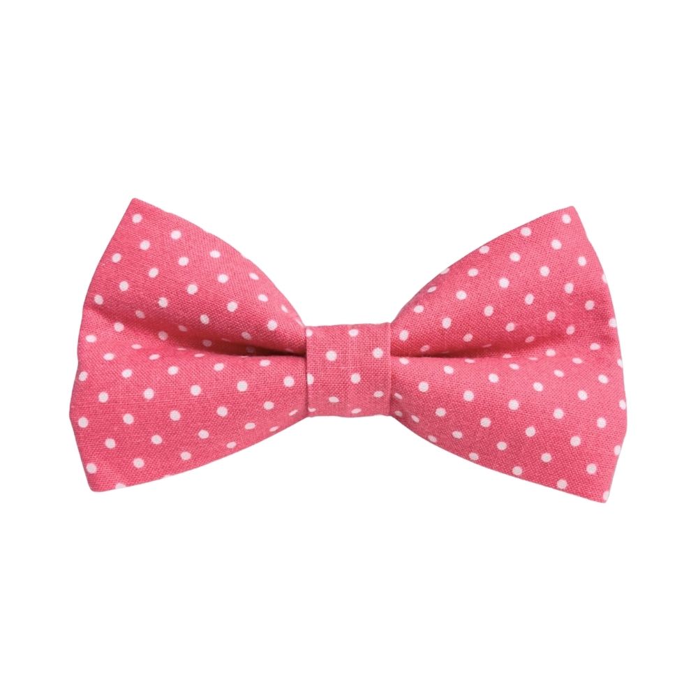 Honeysuckle Pink and White Polka Dots Dog Bow Tie