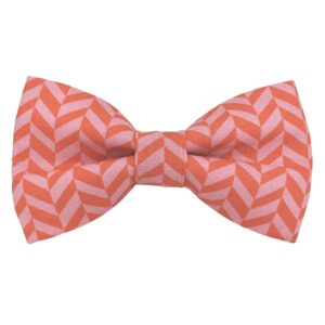 Pink and Orange Modern Herringbone Dog Bow Tie