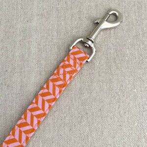 Pink and Orange Modern Herringbone Dog Leash