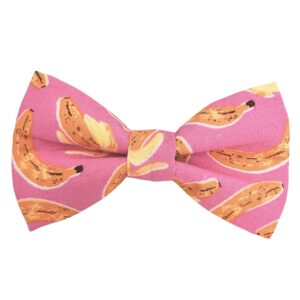 Pink and Yellow Bananas Dog Bow Tie