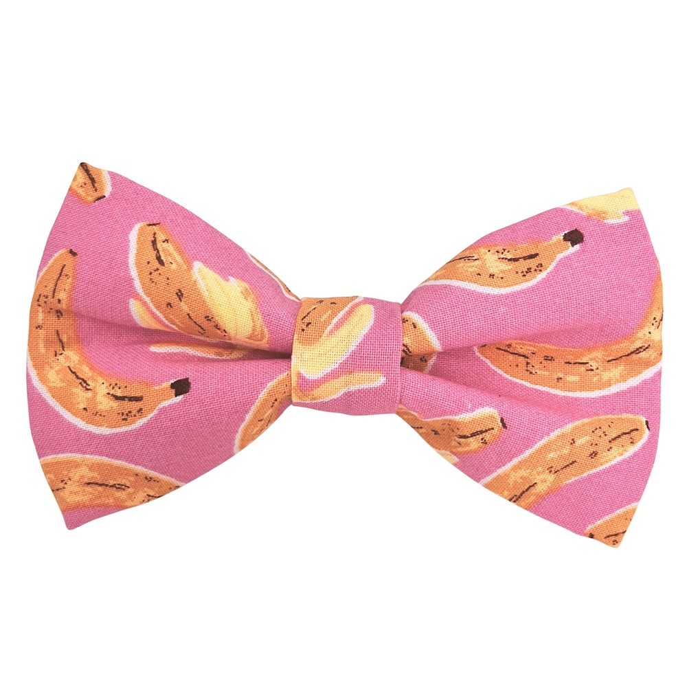 Pink and Yellow Bananas Dog Bow Tie