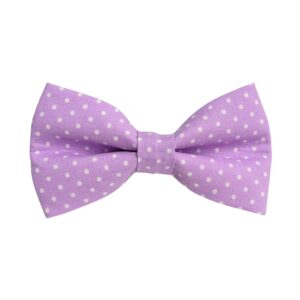 Lavender and White Polka Dots Dog Bow Tie