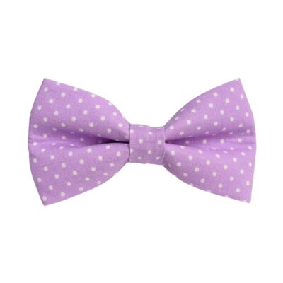 Lavender and White Polka Dots Dog Bow Tie
