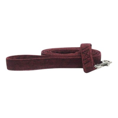 Red and Black Flannel Tweed Herringbone Dog Leash