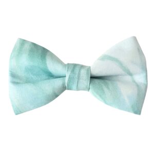 Seafoam Turquoise Marble Dog Bow Tie