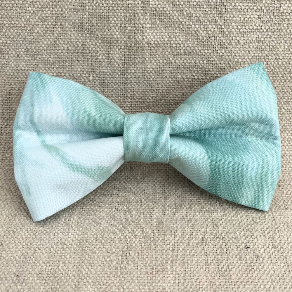 Seafoam Turquoise Marble Dog Bow Tie