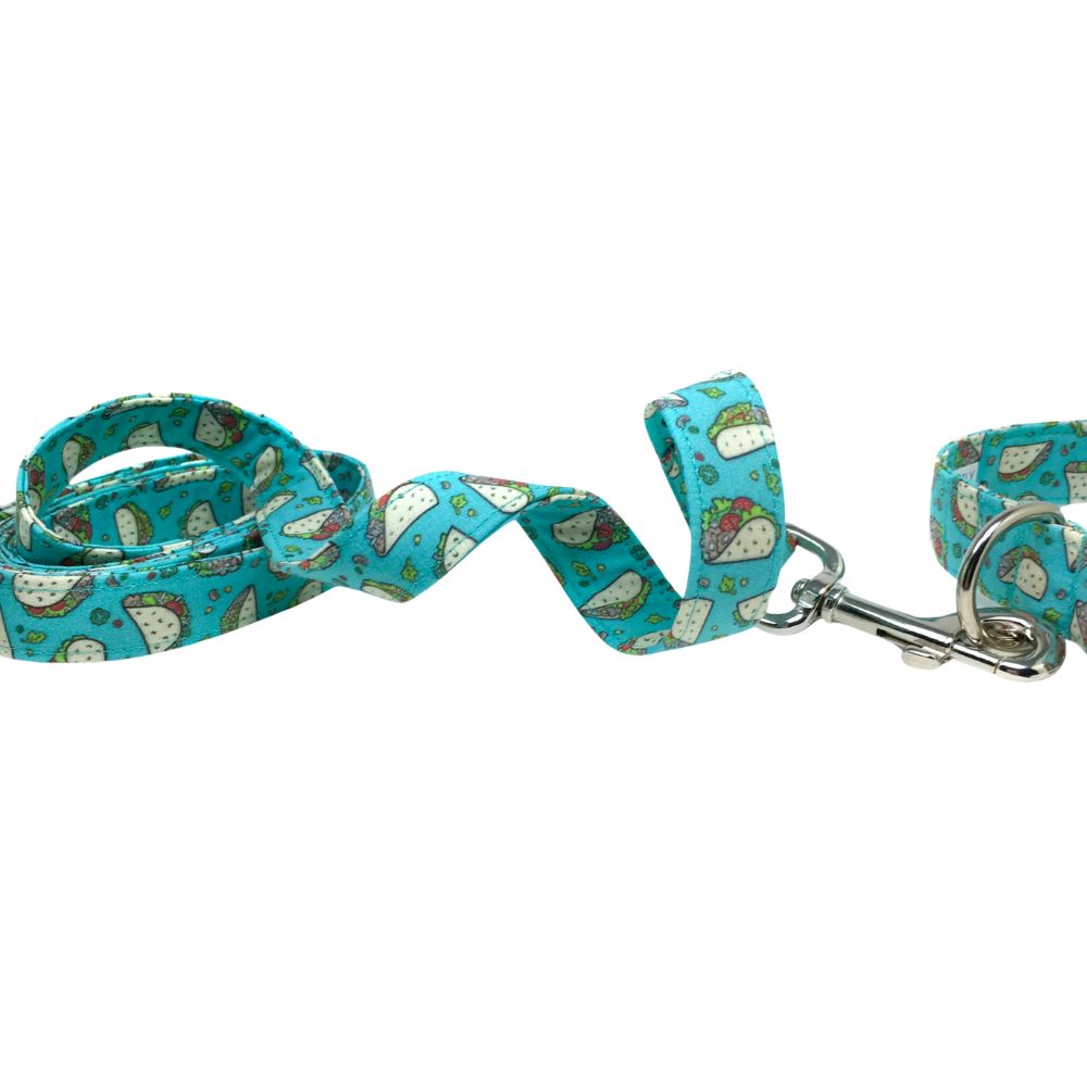Teal with Tiny Tacos Dog Leash - Image 2