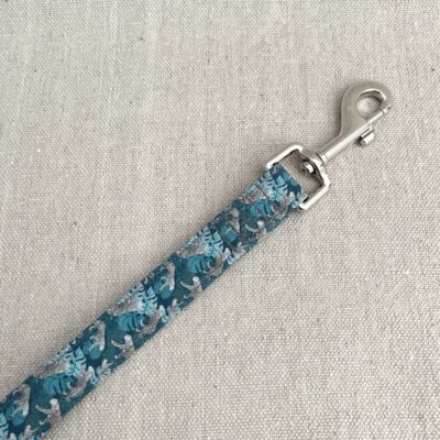 Teal Leopards and Monstera Leaves Dog Leash