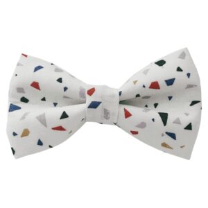 White Terrazzo Dog Bow Tie