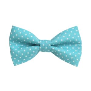 Aqua Blue and White Polka Dots Dog Bow Tie