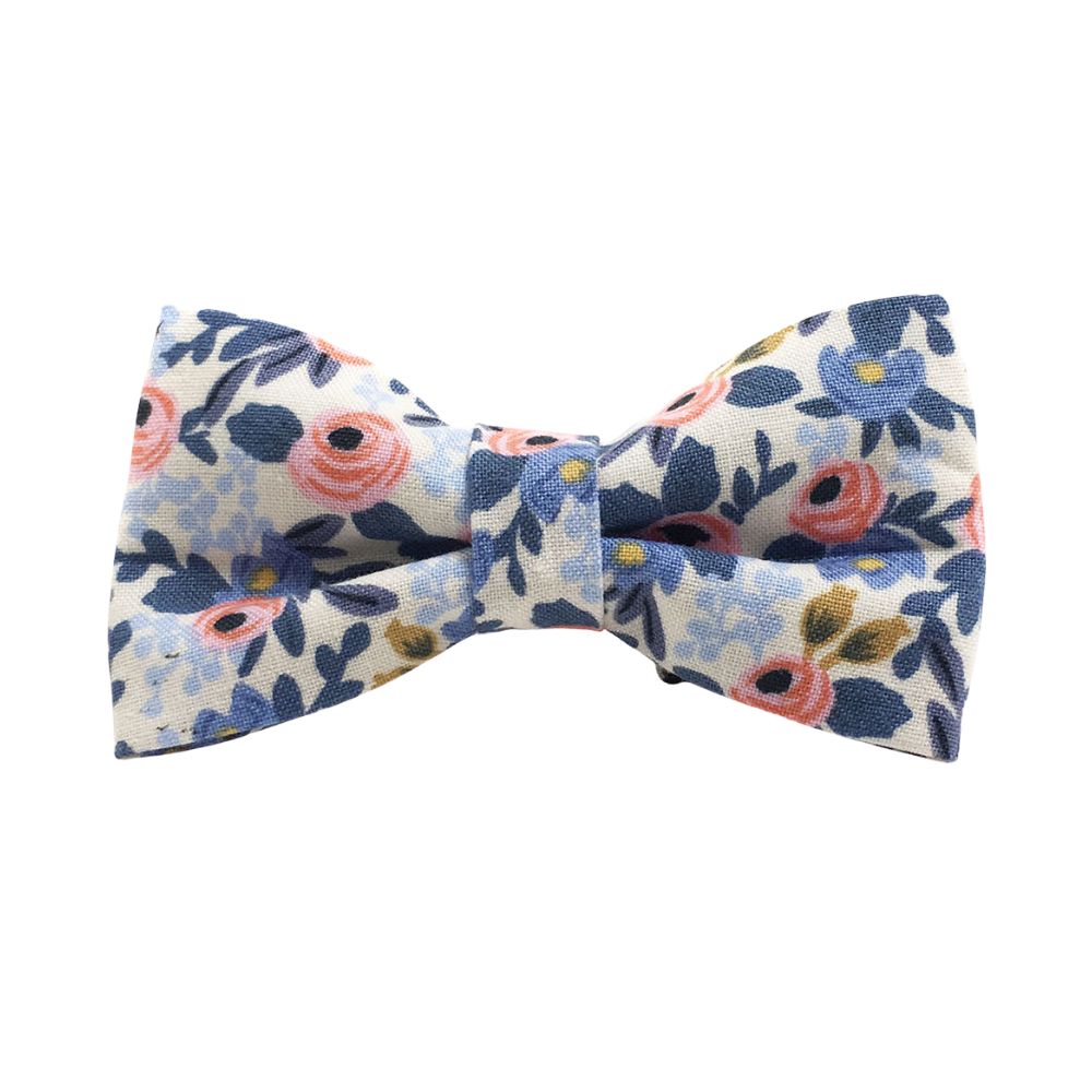 Rose Blue and Pink Floral Dog Bow Tie