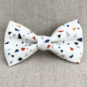 White Terrazzo Dog Bow Tie